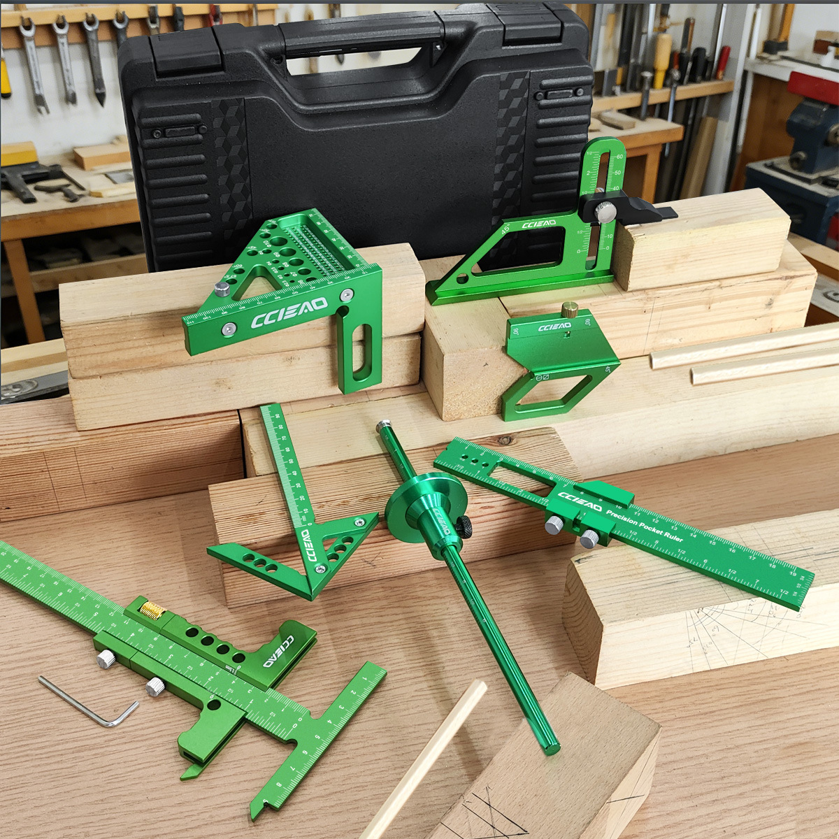 Woodworking Plans Free - Woodworking measuring tool kit with green
