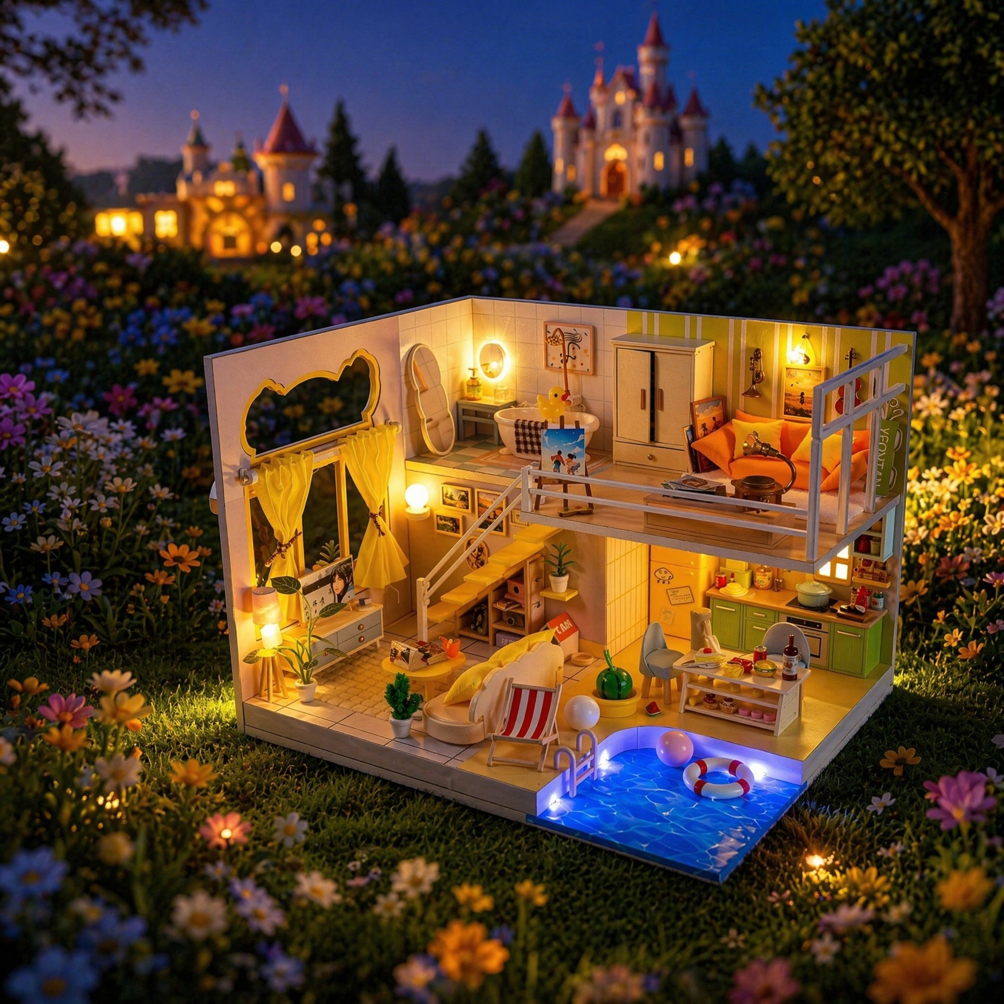 Woodworking Kits For Kids - DIY Miniature Romantic Modern Doll House