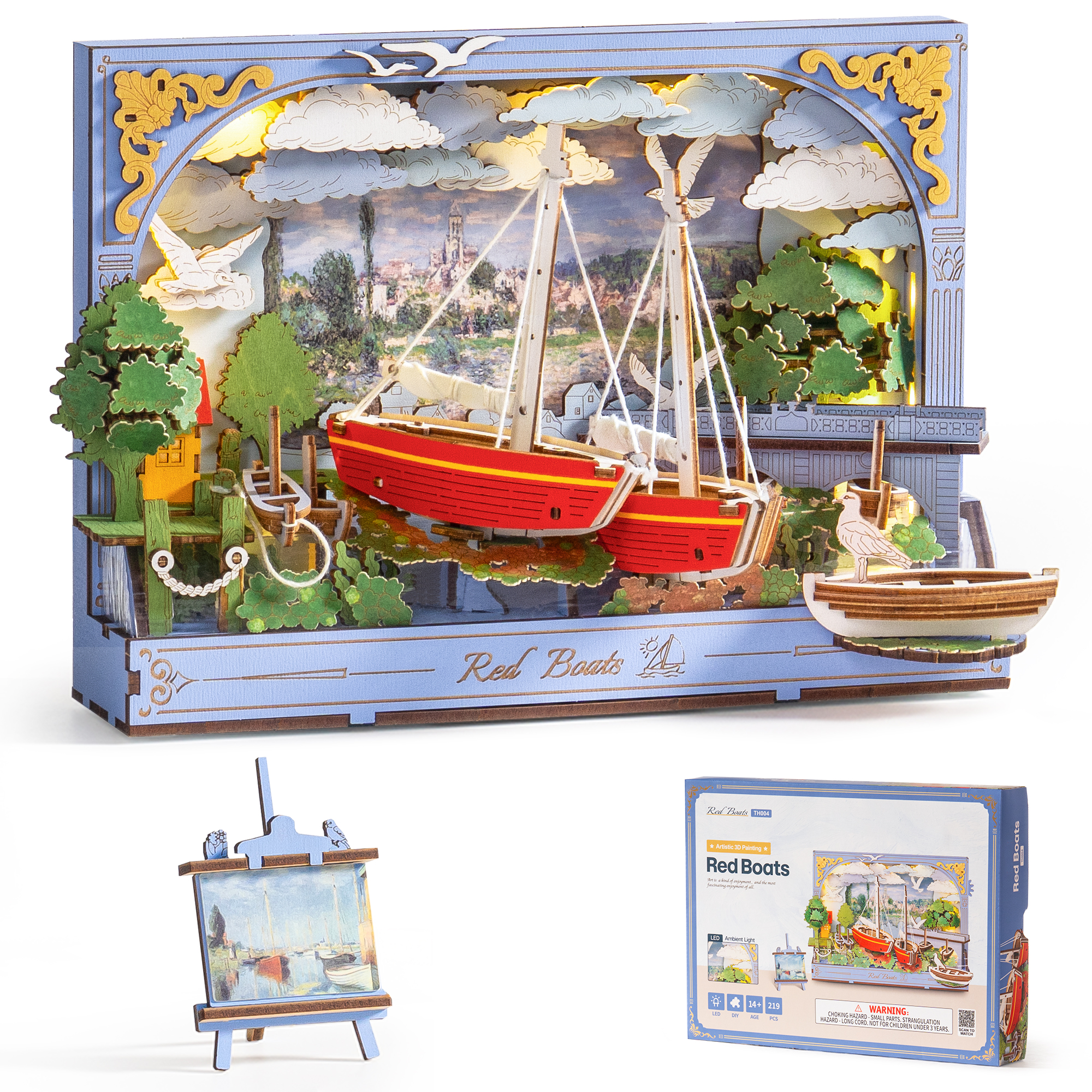 Woodworking Kits For Kids - Rolife Red Boats Wooden 3D Puzzle