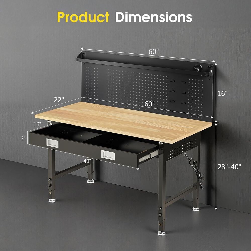 60 Adjustable Workbench with D - Woodworking Garage avaliação e preço