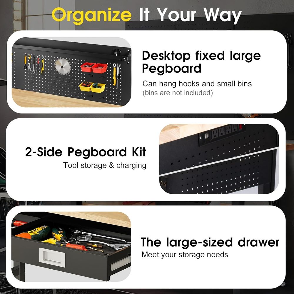 60 Adjustable Workbench with D - Woodworking Garage avaliação e preço