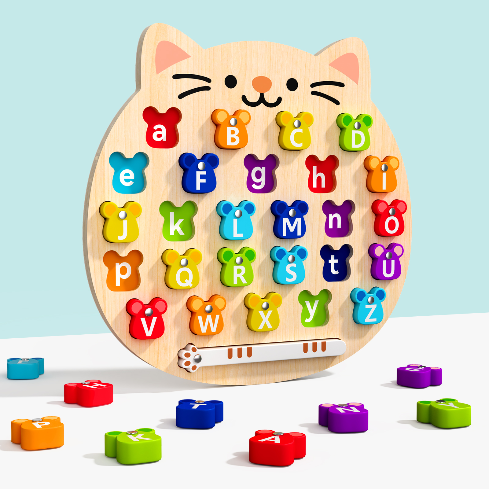 Educational Cat & Mouse Letter - Woodworking Kids Toys avaliação e preço