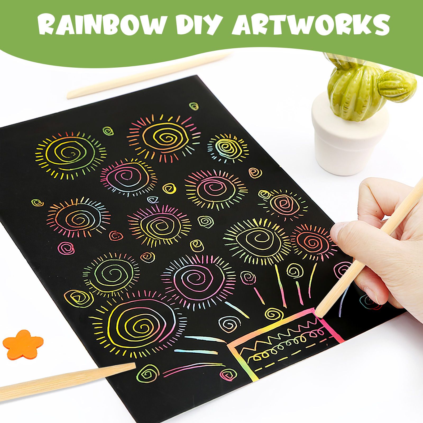 30pcs Scratch Bamboo Pens Wax  - Woodworking Kids Toys avaliação e preço