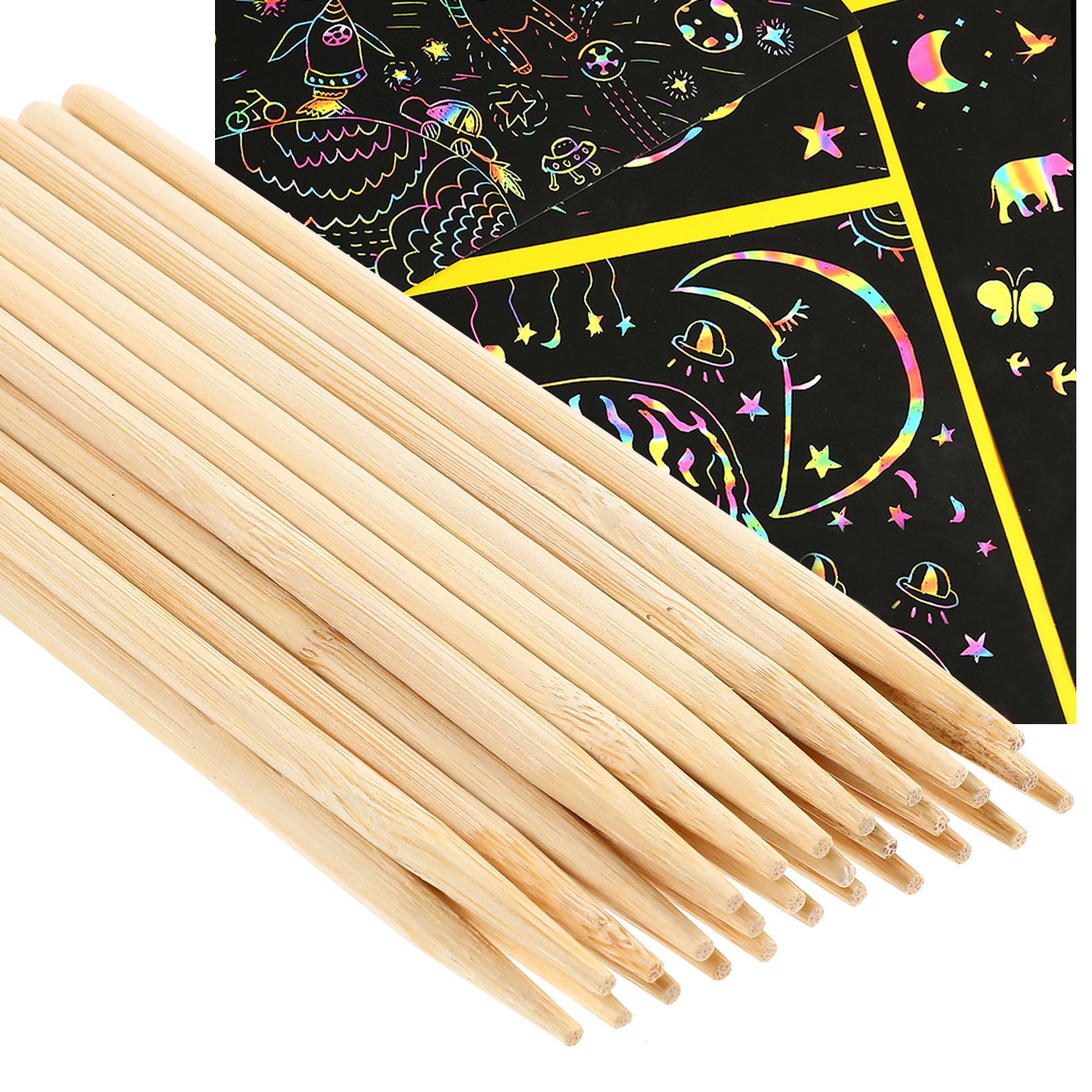 30pcs Scratch Bamboo Pens Wax  - Woodworking Kids Toys avaliação e preço