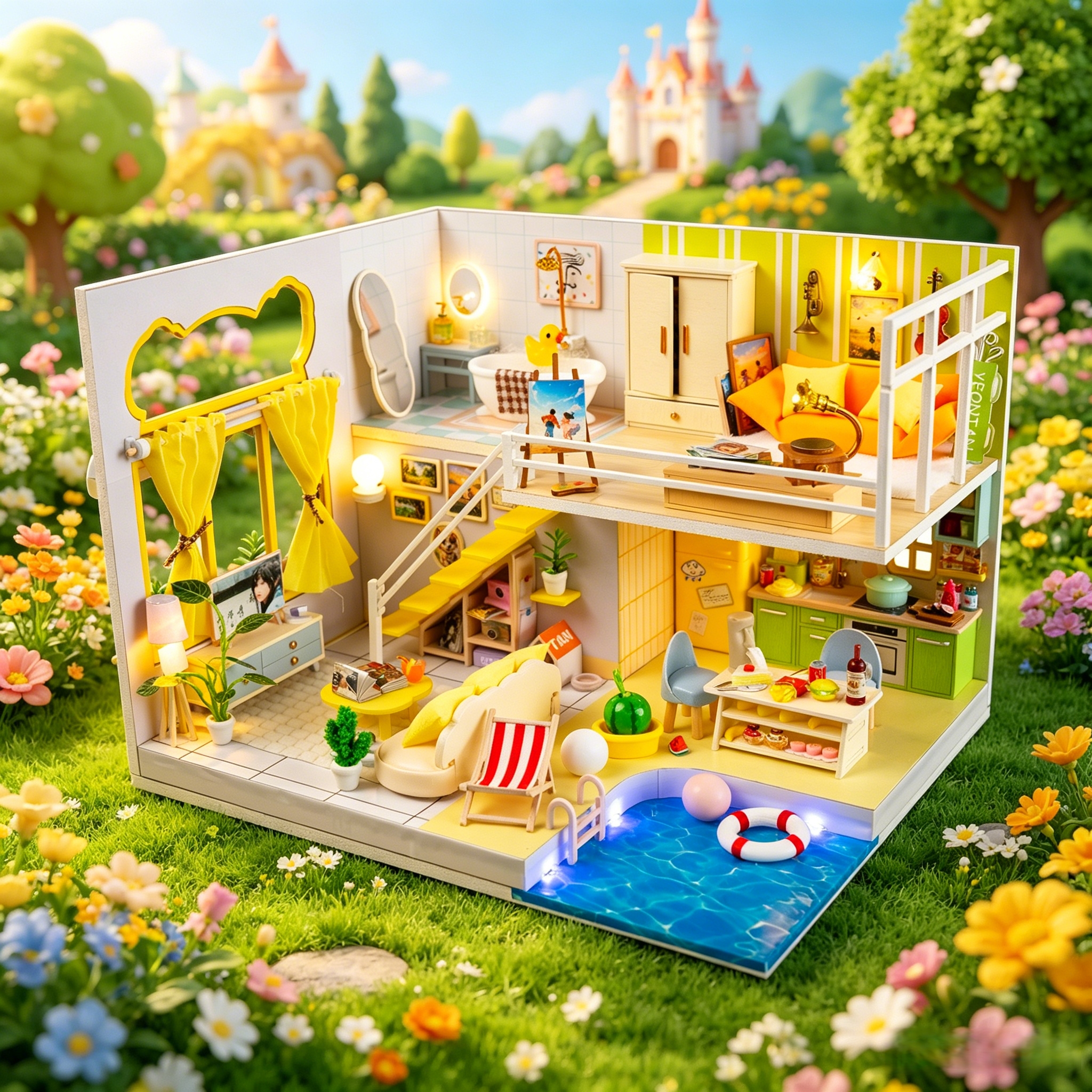 DIY Miniature Romantic Modern  - Woodworking Kits For Kids avaliação e preço