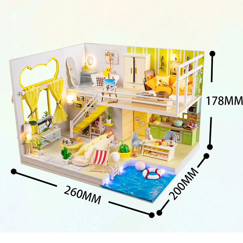 DIY Miniature Romantic Modern  - Woodworking Kits For Kids avaliação e preço