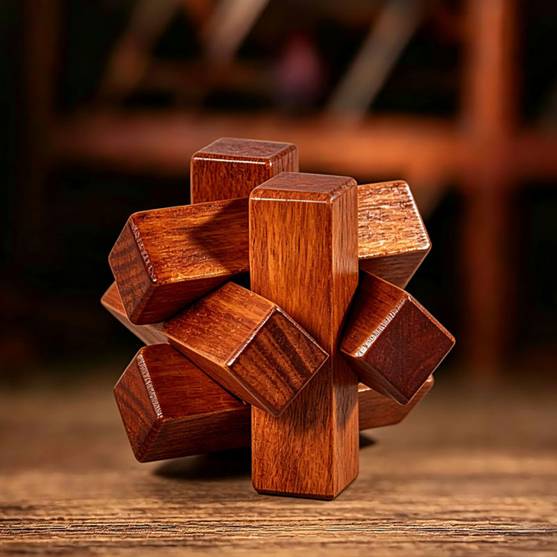 Wooden Knot Puzzle IQ Logic Tr - Woodworking Kids Toys avaliação e preço