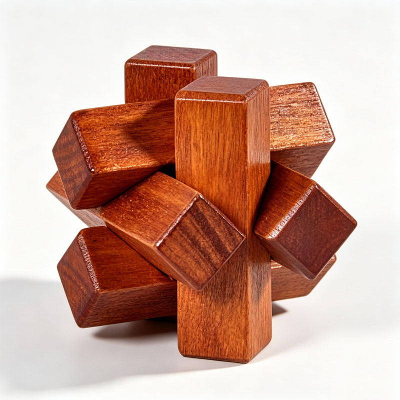 Wooden Knot Puzzle IQ Logic Tr - Woodworking Kids Toys avaliação e preço