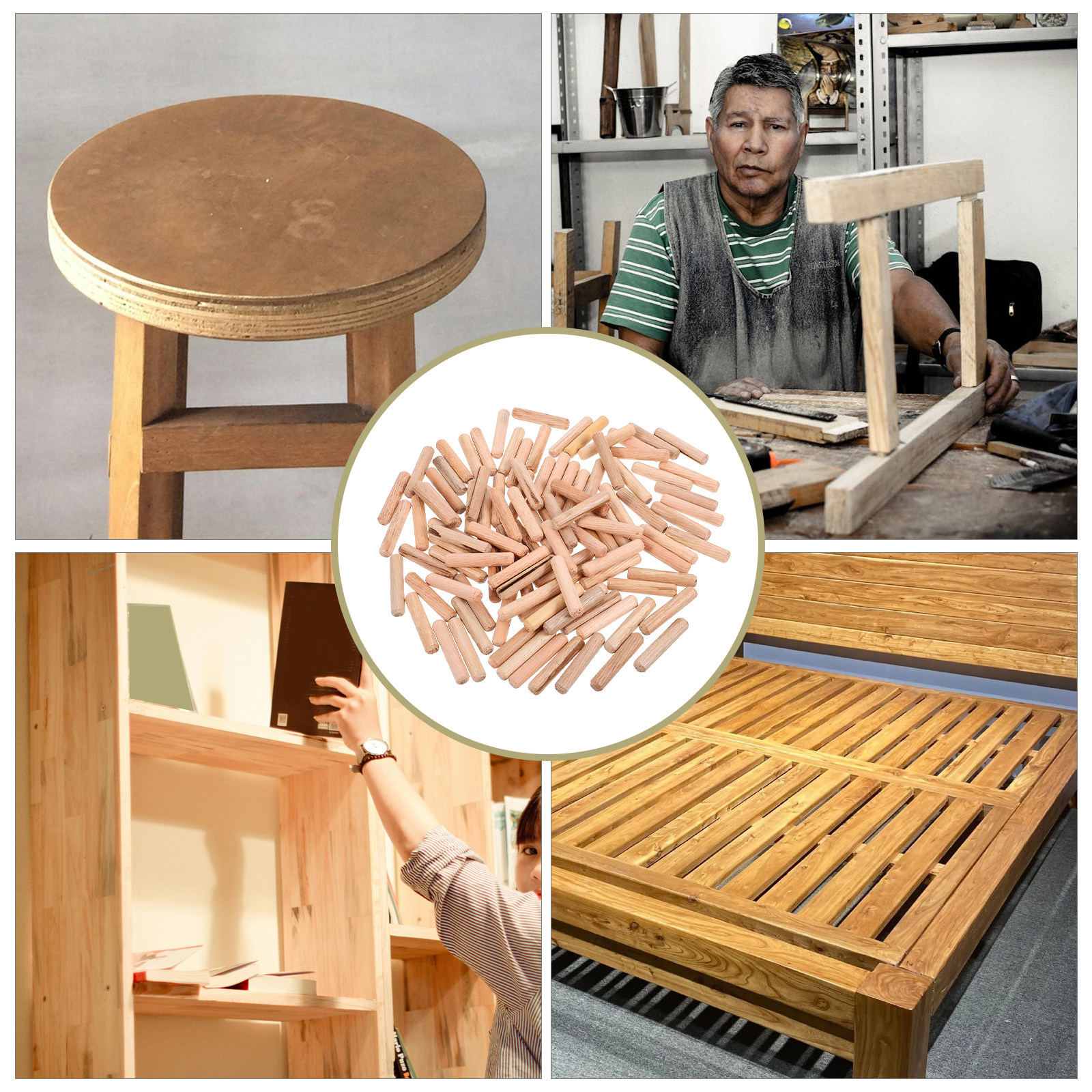 200Pcs Wood Dowels Furniture C - Woodworking Easy Projects avaliação e preço