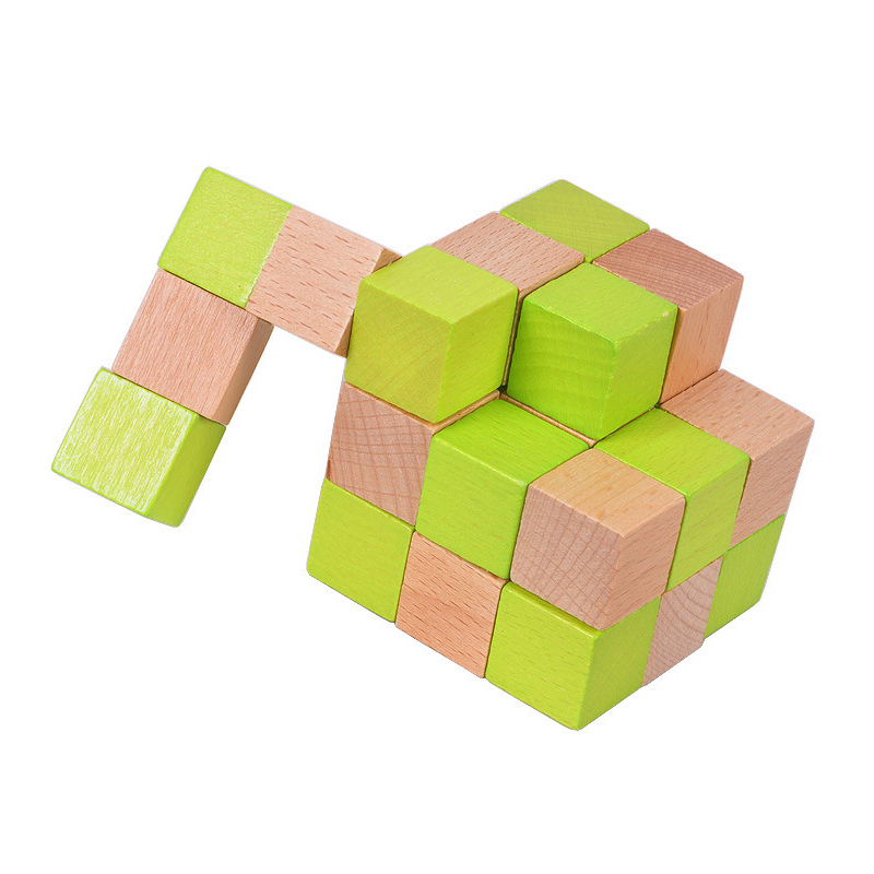 Wooden Snake Cube Puzzle IQ Lo - Woodworking Kids Toys avaliação e preço