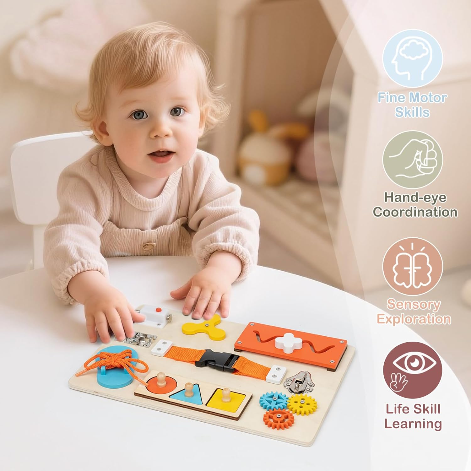 Montessori Busy Board for Todd - Woodworking Kids Toys avaliação e preço