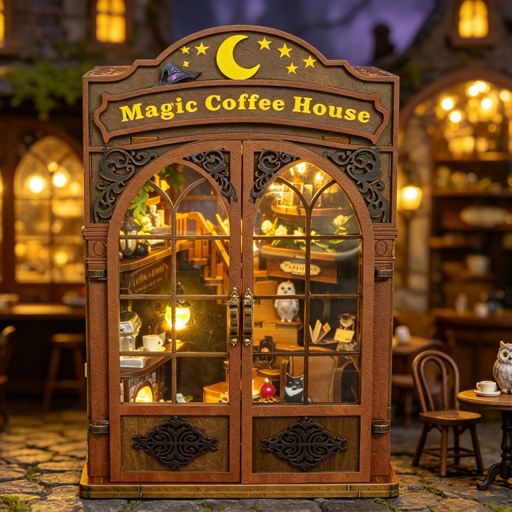 DIY Wooden Magic Coffee House  - Woodworking Kits For Kids avaliação e preço